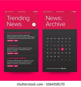 News And Calendar Archive App UX UI Design Concept For Mobile Phone 