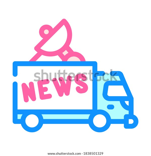news car truck color icon vector. news car\
truck sign. isolated symbol\
illustration