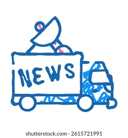 news car truck doodle icon sketch vector. news car truck sign. isolated symbol illustration