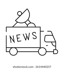 news car truck line icon vector. news car truck sign. isolated contour symbol black illustration
