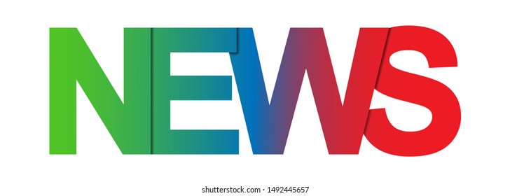 NEWS. Color colorful banner, lowercase letters, color gradient, simple design