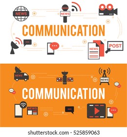 News Communication icons set, colour illustration
