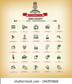 News & Communication Icons,Vintage Background Version,vector