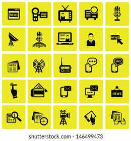 News & Communication icons,Yellow background version,vector