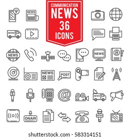 News communication line icons set, illustration EPS10