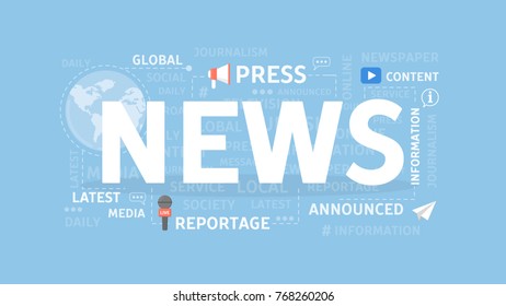 News Concept Illustration Idea Reportage Announcements Stock Vector ...