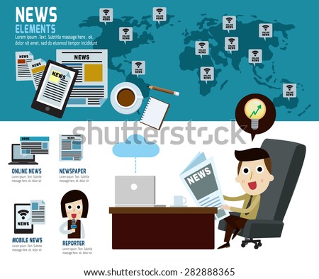 news concept.infographic elements.modern flat icon.vector illustration.
