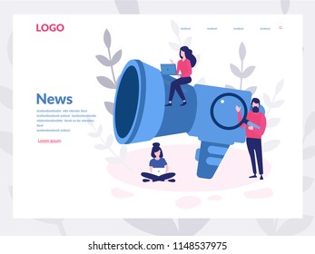 News Concept, information about events for web page, banner, presentation, social media, documents, cards, posters. Vector illustration. Online internet, satellite. News update, online news, newspaper