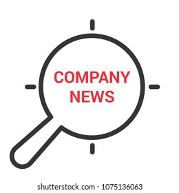 News Concept: Magnifying Optical Glass With Words Company News. Vector illustration