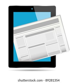 News concept out from a tablet over white