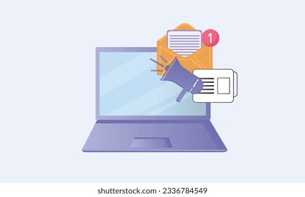 News content icon, share media latest, social personal blog, latest information, megaphone announce.on white background.Vector Design Illustration.