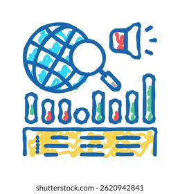 news coverage analysis doodle icon sketch vector. news coverage analysis sign. isolated symbol illustration