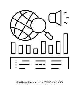 news coverage analysis line icon vector. news coverage analysis sign. isolated contour symbol black illustration