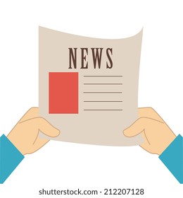 Diseño de noticias sobre fondo blanco, ilustración vectorial