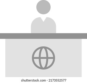 News Desk icon vector image. Can also be used for News and Multimedia. Suitable for mobile apps, web apps and print media.