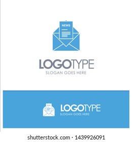 News, Email, Business, Corresponding, Letter Blue Solid Logo with place for tagline