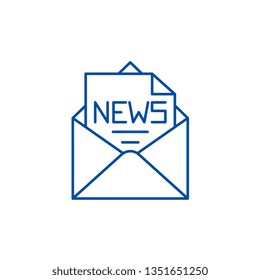 News in an envelope line icon concept. News in an envelope flat  vector symbol, sign, outline illustration.