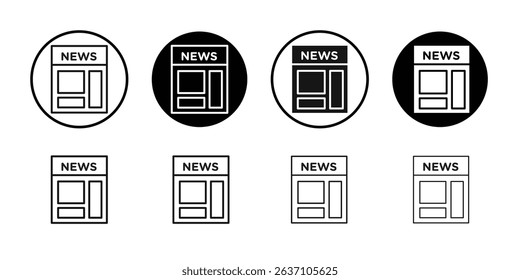 News Feed icon Black line art vector logo set