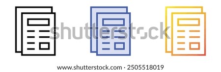 news feed icon. Linear, Blue Fill and Gradient Style Design Isolated On White Background