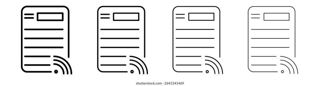 News Feed icon Outline sign symbol set