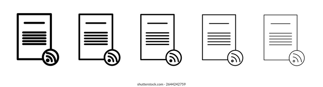 Ícone do Feed de Notícias conjunto de marcas de logotipo de estrutura de tópicos fina
