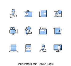 News feeds - modern line design style icons set