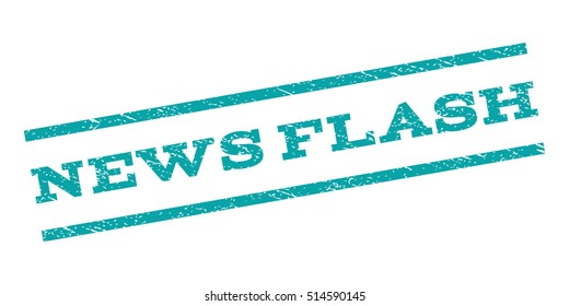News Flash watermark stamp. Text tag between parallel lines with grunge design style. Rubber seal stamp with scratched texture. Vector color ink imprint on a white background.