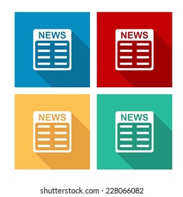 news - flat icon with long shadow