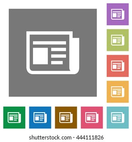 News flat icon set on color square background.