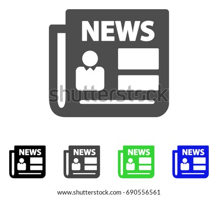 News flat vector illustration. Colored news, gray, black, blue, green pictogram variants. Flat icon style for graphic design.