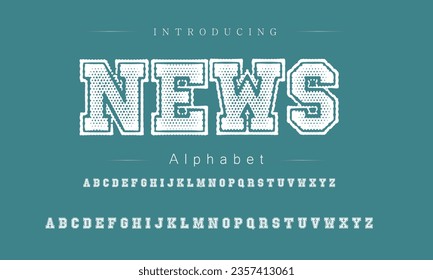 News Font. Alphabet. Script. Typeface. Label .Vintage typeface. For labels and different type designs