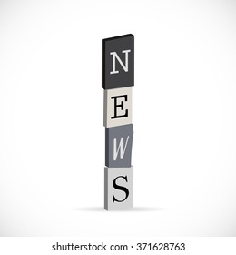 News gray vertical word volume letter vector illustration 
