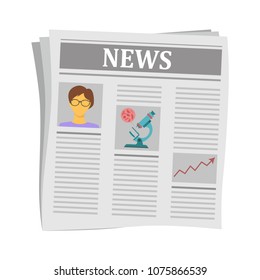 News in hard copy. Newspaper news with analytics and various articles. World news, financial articles. Vector illustration.