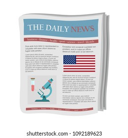 News in hard copy. Newspaper news with analytics and various articles. World news, financial articles. Vector illustration.