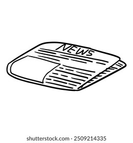 Noticias Headlines Line Art. Dibujado a mano en blanco y negro. doodle objeto de negocio. Ilustración vectorial aislada.