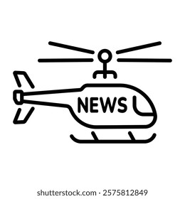 News helicopter icon in linear style 