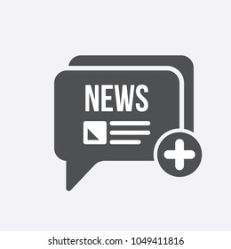 News icon with add sign. News icon and new, plus, positive symbol. Vector icon