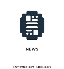 News icon. Black filled vector illustration. News symbol on white background. Can be used in web and mobile.
