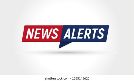 News icon. Breaking news alerts banner. Flat simple logo template. Isolated vector illustration on blank background