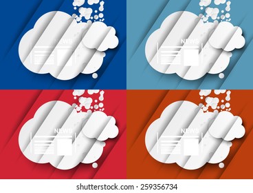 News icon with clouds. Colorful simple backgrounds.
