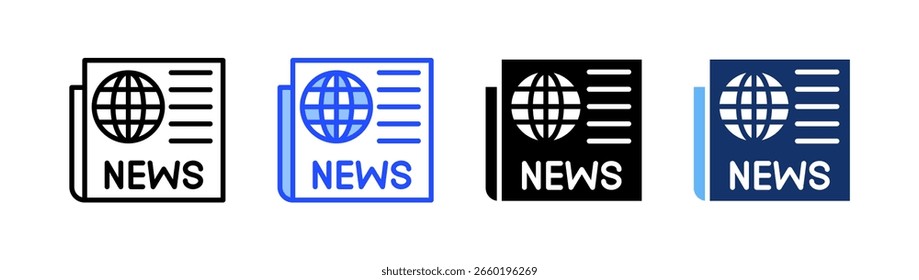 News-Icon-Kollektion mit mehreren Stilen