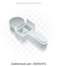 News icon: Flat metallic 3d Microphone, transparent shadow on light background, EPS 10 vector illustration.