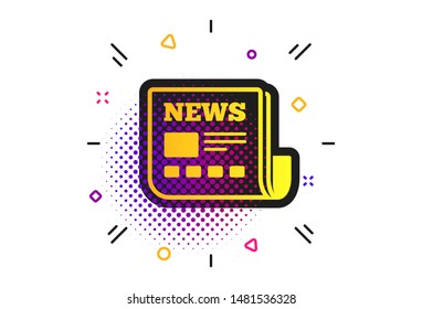 News icon. Halftone dots pattern. Newspaper sign. Mass media symbol. Classic flat newspaper icon. Vector