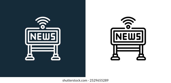news icon isolated on white and black colors. news outline linear vector icon from streaming collection for mobile apps, web and ui.