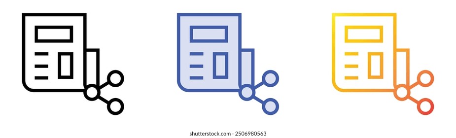 news icon. Linear, Blue Fill and Gradient Style Design Isolated On White Background