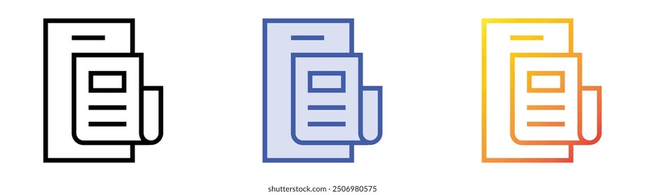 news icon. Linear, Blue Fill and Gradient Style Design Isolated On White Background