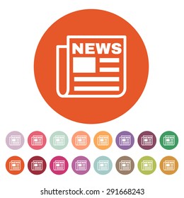 The news icon. Newspaper symbol. Flat Vector illustration. Button Set