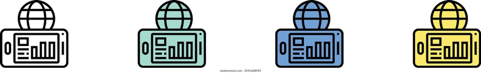 news icon. Outline, Green, Blue and Yellow Style Design Isolated On White Background
