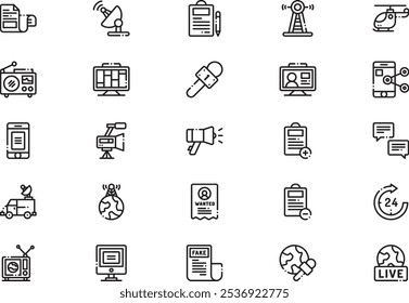 News icon pack collection is a vector illustration with editable stroke.