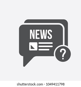 News icon with question mark. News icon and help, how to, info, query symbol. Vector icon